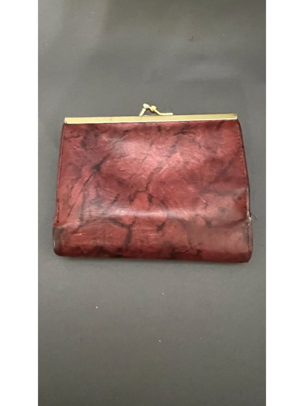 Buxton Marbled Red Leather Wallet With Snap Closure & Multiple Card Slots